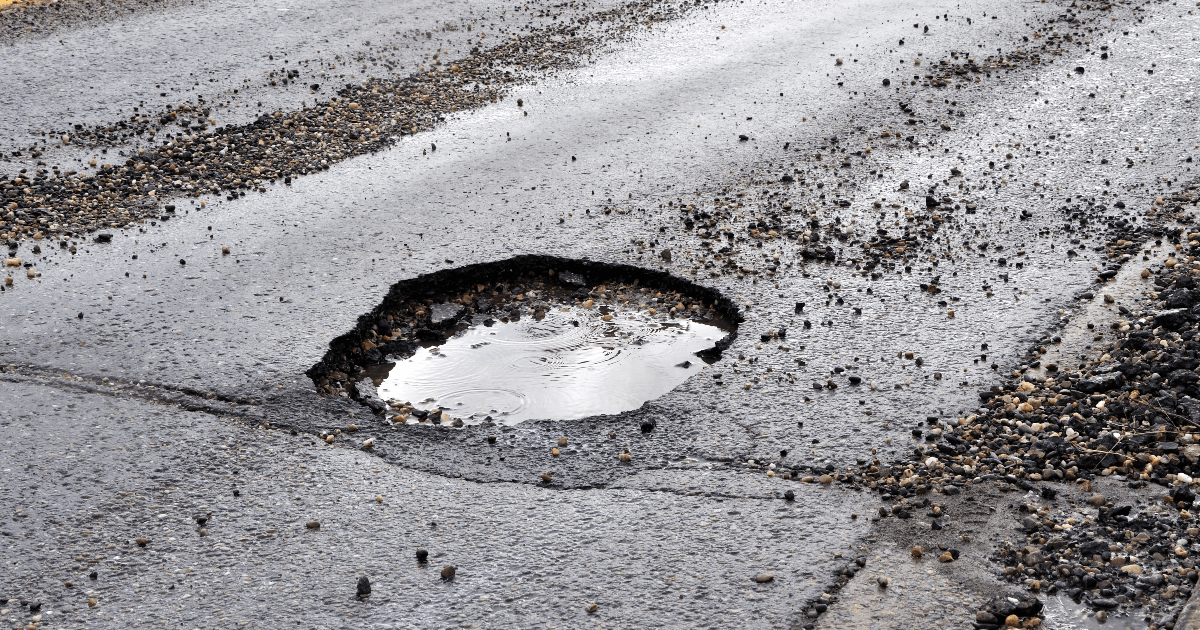 pothole on the road