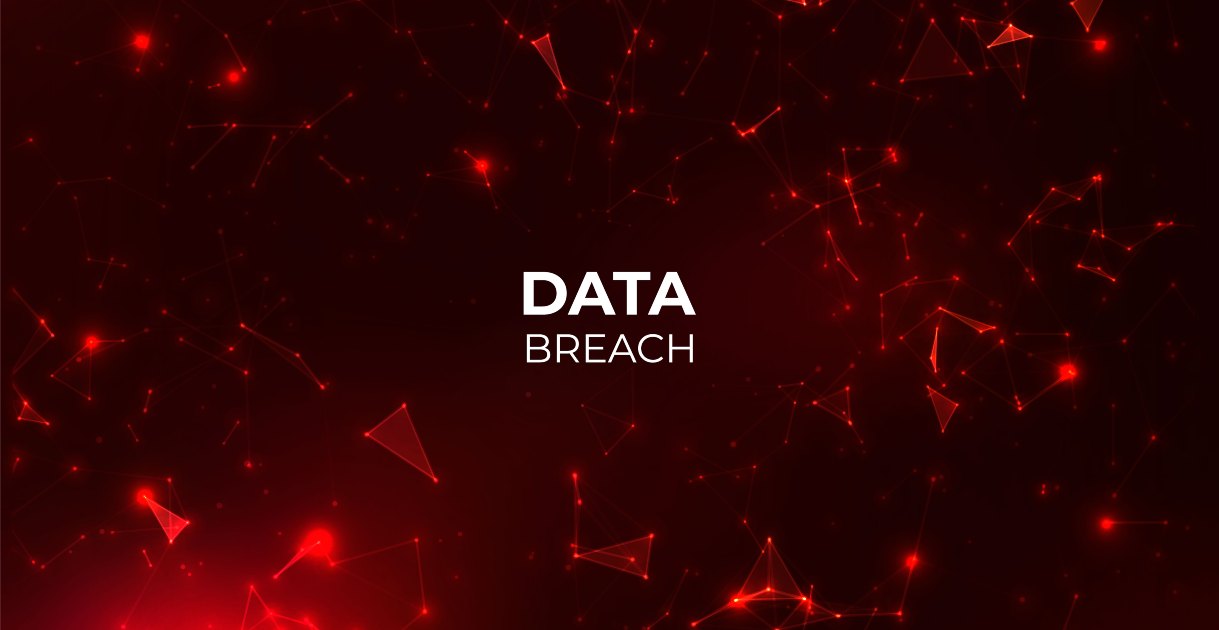 data breach on red background with constellations